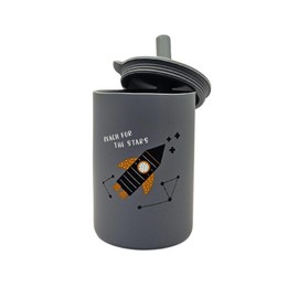 Genérico Vaso entrenador con tapa y pajilla, flexible de silicona irrompible, antiderrames 150 ml (Gris - Cohete), 20140001