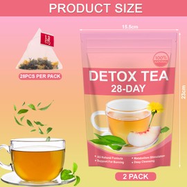 56 Tage Detox Tee für Abnehmen,Natural Körper Formender Tee,Natürliche Kräutermischung mit Oolong-Teeblattextrakt,Pfirsichfruchtextrakt,Sanfte Entgiftung,Energie-Booster