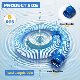 8-Pack Pool Cleaner Hose for X7 T3 T5 MX6 MX8, 39 in Swimming Pool Vacuum Hose Replacement Kit, R0527700 X38210S Twist Lock MX6 Replacement Parts