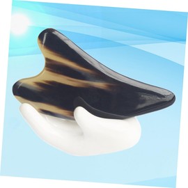 Baluue 1pc Scraping Massage Tool Buffalo Horn Gua Board for Skin Care Facial Treatment and Multifunctional Therapy Black Floral Design Thick Natural Material and Attractive