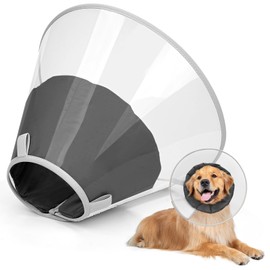 Supet Dog Cone Collar to Stop Licking with Soft Pad, Clear Elizabeth Recovery Collar after Surgery, Neutering, Injury, Pet Head Cone Alternative for Large, Medium, Small Dogs (Black,L)