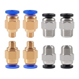AIDOMAK 4 Pcs PC4-M6 Pneumatic Fitting and 4 Pcs PC4-M10 Pneumatic Fitting for Creality Ender 3, Ender 3 Pro, Ender 3 V2, Ender 5, Ender 5 Pro, CR-10, CR-10S, and Other Bowden Extruder 3D Printer