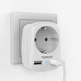 TESSAN TESSAN USB Steckdose, Mehrfachstecker f1r Steckdose, 3600W Steckdosenadapter, Mehrfachstecker Schuko Stecker mit 2 USB, Mehrfachsteckdose Adapterstecker, Ladestecker Netzteil f1r Phone, Wei?