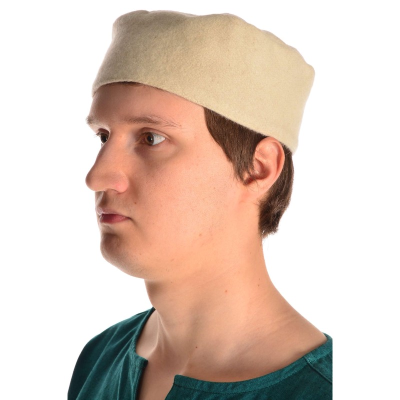 HEMAD Medieval Cap Wool Felt Lined, beige, M