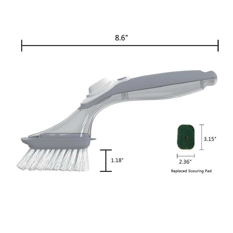 CQT Soap Dispenser Washing Up Brush, Dish Scrubber with Handle,