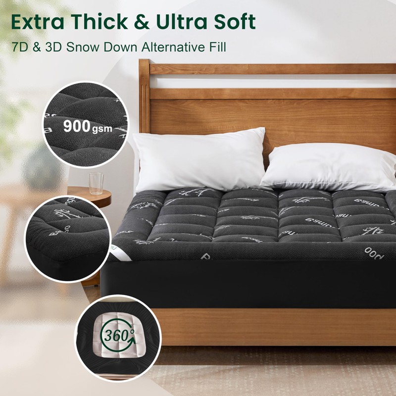 Love's cabin King Mattress Topper Viscose Derived from Bamboo, Thick