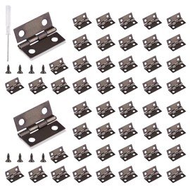 Roosea 60 Pcs Antique Mini Hinges 15 * 18 mm Small Hinges for Dolls House with 240 Pcs Screws and Screwdriver Dolls House Hinges for DIY Crafts Wooden Box Toys Cabinet Drawer (Bronze)