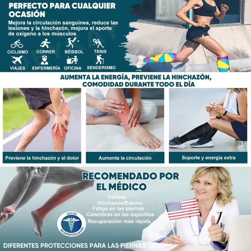 9 Medias Calcetas Compresión U Alivia Varices Y Circulación