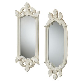 Touch of Class Felissia Antique White Wall Mirrors | Acanthus Leaf Accent Decor for Bedroom, Living Room, Bathroom | Modern Victorian Style Mirrors