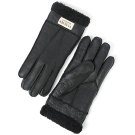 YISEVEN Women's Winter Sheepskin Shearling Leather Gloves Mittens Wool Cuffs Driving Heated Warm Thick Fur Lined Soft Wool Lining Furry for Cold Weather Driving Work, Blackish XL