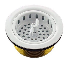 Mr. Scrappy 3.5" Sink Drain Assembly with Twist Lock Basket Strainer, Solid Brass, White