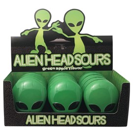Boston America Alien Head Sours Green Apple Flavor Collectible Tin - 12 Count Display Box