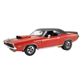 DCD 1970 Dodge Challenger R/T "Dodge Fever"-Bright Red with Black Stripes Black Vinyl Top Limited Edition 588 Pieces for Kids
