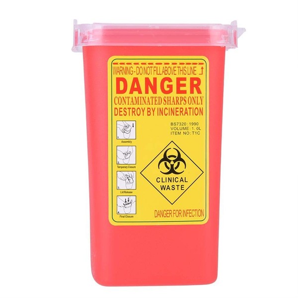 Biohazard Needle Container Disposable Tattoo Medical Plastic Box 1 Litre