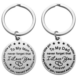 iJuqi Parent Gifts from Daughter for Christmas - 2PCS Mom Dad Keychain Christmas Gifts for Parents Anniversary Wedding Day, Valentine's Day Gifts for Parents