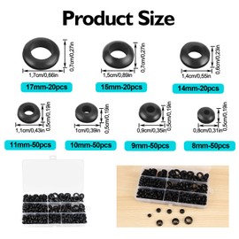 260 Pieces Grommets, Cable Grommet, Rubber Seal Set in 7 Sizes, Rubber Plugs, Electric Conductor Sealing Ring Set for Wire, Electrical Installation, Car, Motorhome