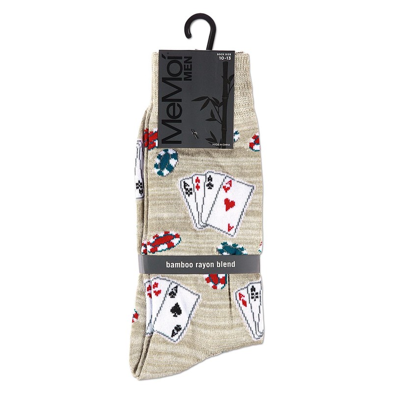 MeMoi Poker Face Playing Card Socks Black 10-13