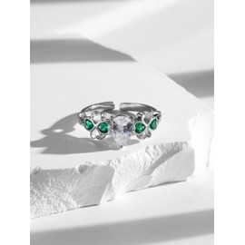 AENEAS Shamrock Ring for Women Sterling Silver St Patricks Rings Day Lucky Green Clover Adjustable Open Ring with Infinity Symbol Irish Jewelry Gifts for Her