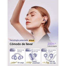 WINRI Audífonos de Oído Abierto Inalámbricos Bluetooth 5.4 Opean-Ear Graves dinámicos, 4 mics para Llamadas claras, conexión Dual, Ajuste Ligero y Seguro, Ideales para Deportes (Morado)