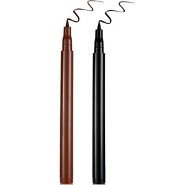 Waterproof Liquid Eyeliner Pencil Set - Black & Brown, Includes Eye Makeup Primer, Quick Flick Eyeliner Stencil, Waterline Felt Tip, Long-lasting and perfect for beginners
