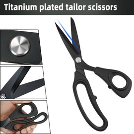 All Purpose 3 Pack Black Professional Tailor Scissors Heavy Duty, Multi-Purpose Titanium Coated Premium Stainless Steel Scissors, Comfort Grip Handles for Fabric, Leather, Sewing & Crafting(9.8 INCH)