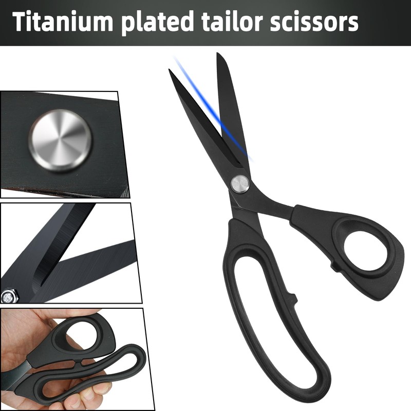 All Purpose 3 Pack Black Professional Tailor Scissors Heavy Duty,
