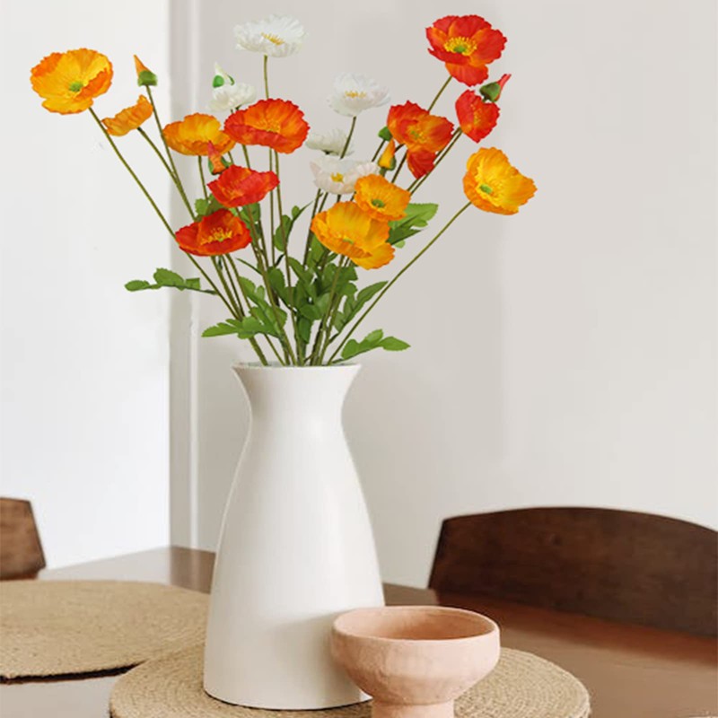 CEWUDA 6 Pcs Artificial Poppy Flowers Silk Flower Poppy with