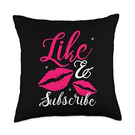 Influencer Cute Beauty Makeup Tuber Like And Subscribe Throw Pillow