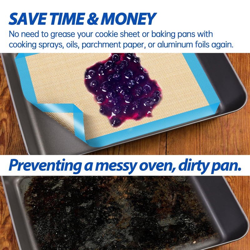 UBeesize 3 Pack Silicone Baking Mats, Non-Stick Oven Liners, Reusable