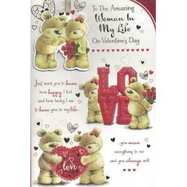 To the Amazing Woman in My Life Valentine's Day Card, Cute Romantic Teddy Design