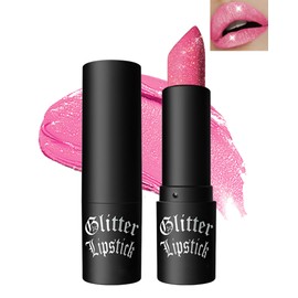 Glitter Lipstick, Diamond Metallic Sparkling Matte Lipstick, Waterproof Long Lasting Lip Gloss, Matte Lipstick Lip Gloss for Women Lip Make-Up, Gift for Christmas Day 05 Pink