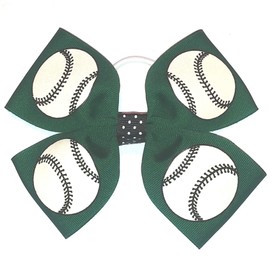 Four Loop Softball/Baseball Hair Bow, Many Colors Avail, Made in the USA (Hunter)