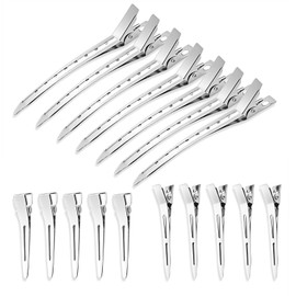 HAALII Duck Bill Clips, Rustproof Metal Alligator Curl Clips with Holes for Hair Styling, Colouring, Silver, Billed Women Styling Cut, Silver Pins Long Hair, Loc Thick Roll, Bows DIY, 60 Pieces