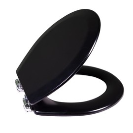 Dalton Toilet Seat Round Soft Close – Black Rustic Wooden Round Standard Toilet Seat for Bathroom – Design House, 561241-BLK