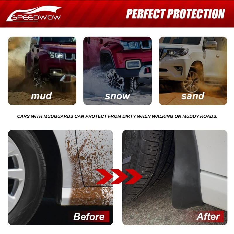 SPEEDWOW Mud Flaps Splash Guards Fit for 2012-2014 Toyota Camry,Front