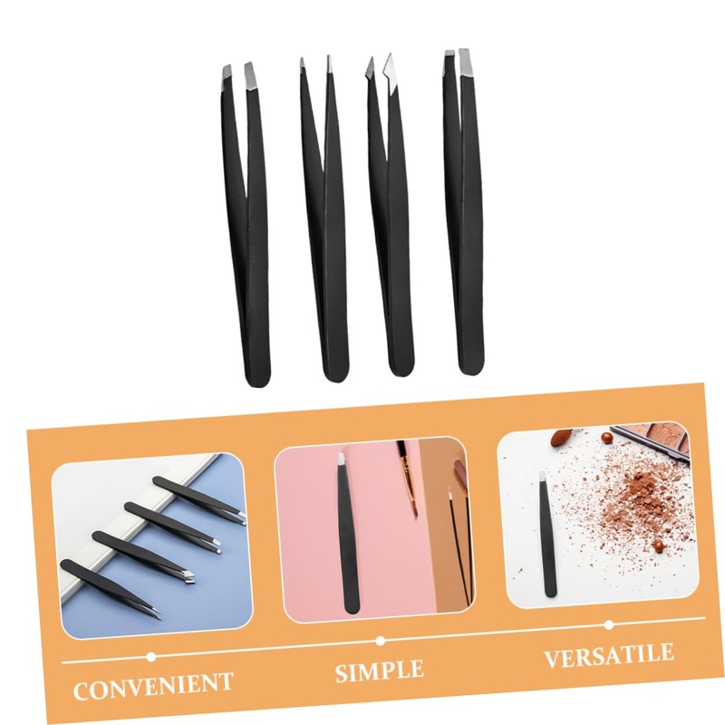 Baluue 1set Stainless Steel Salon Tweezers Precision Eyebrow Hair Removal