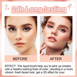 Liquid Blush, 7.5ml Velvet Liquid Blush Smooth Cream Blush, Waterproof Lightweight Natural-Looking Smooth Natural Long-Wearing Liquid Blusher-Happy(Pack of 1)