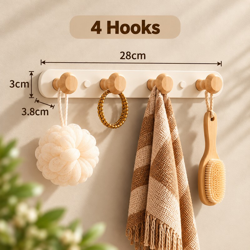 No-Drill Wall Coat Rack for Clothes & Bags – Carbon