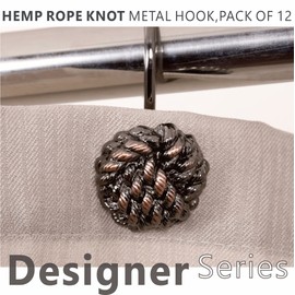 Bronze Shower Curtain Hooks Rings: PopKozzi Rust Proof Metal Decorative Shower Curtain Rings - Fancy Nautical Rustic Vintage Antique Shower Hooks for Bathroom - Set of 12