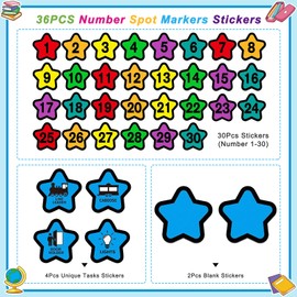 WhatSign Line up Spots for Classroom Floor Waterproof Floor Number Stickers 36pcs Line up Numbers Stickers Floor Numbers for Classroom Lining up Kindergarten Preschool Teachers Essentials