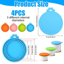 4 Stück Silikon Deckel für Hunde- und Katzendosen, 3-in-1 Universal-Dosendeckel BPA-frei, Universalgröße Tierfutter-Dosendeckel, Deckel Katzfuttedose spülmaschinenfest, 4 Farben Futterdosen-deckel