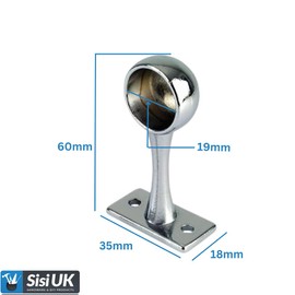 Polished Chrome Curtain Pole End Bracket for Up to 19mm Stainless Steel Flange Rod Holder Pole Sockets with Screws for Wardrobe Shower Curtain & Storage Rod Pack of 2