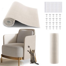 78.7x15.8Inch Cat Scratch Furniture Protector, Self-Adhesivet Scratch Mats Deterrent for Furniture, DIY Climbing Cat Scratcher Couch Protector from Cat Claws(Off-White)