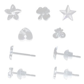 Honbay 25 Pairs Plastic Clear Earrings Invisible Earrings Hypoallergenic Earring Posts with Soft Rubber Backs for Sports Work and Sensitive Ears (5 Styles)