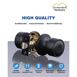 Lanwandeng 3 Sets Keyed Alike Entry Door Knobs and Single Cylinder Deadbolt Lock Combo Set Security for Entrance and Front Door, All Keyed Same Door Lock with Classic Matte Black Finish