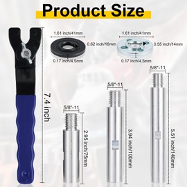 3PCS 5/8"-11 Angle Grinder Extension Shaft Connecting Rod with Adjustable Grinder Spanner Wrench, 4 Sets of Flange Lock Nut for Grinder Car Polisher Airway Buff Extender Rotary Extension Kit