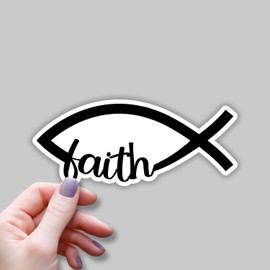 (3pcs) Christian Faith Ichthys Sticker Jesus Fish Inspirational Motiational Bible Verse Quotes Vinyl Decal Stickers for Books Laptops Phonecase Water Bottles Kindles Car Hard Hat -3x1.4