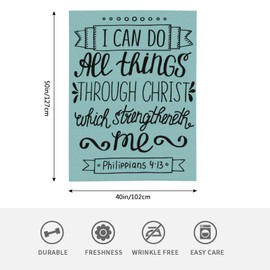HGOD DESIGNS Bible Verse Blanket With I Can Do All Things Through Christ Christian Lettering Quote Throw Blanket Decor Cozy Warm for Home Bedroom Sofa Office 100x130cm
