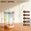 Zukro 13 oz Glass Iced Coffee Cups with Lid and