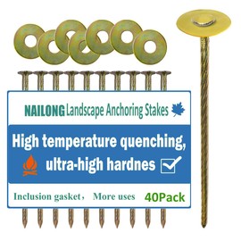 Synthetic Grass Landscape Landscape Anchoring Stakes Artificial Turf Stakes High Temperature Quenching Used for Garden Lawn Yard,Paver Edging,Weed Barrier,Artificial Turf 6" 40 Stakes 40 spacers